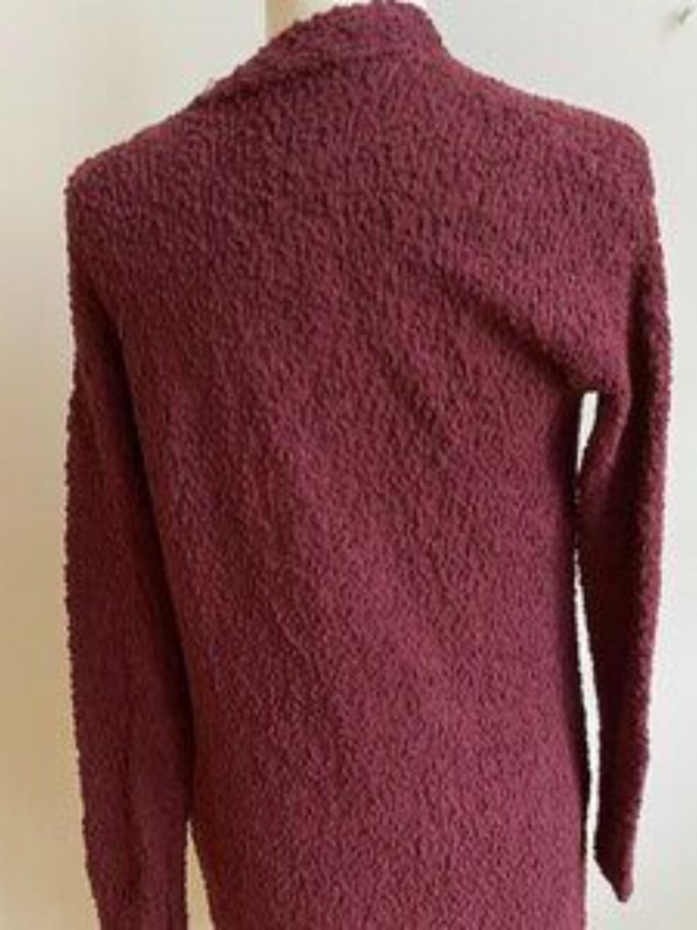 𝅺BOBBEAU BNWT Burgundy Boucle Cardigan Pockets - Picture 6 of 9